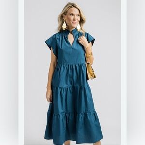 Boutique Mia Midi dark teal dress